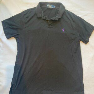 Polo Ralph Lauren Shirt Men L Custom Fit Cotton Black Purple Pony